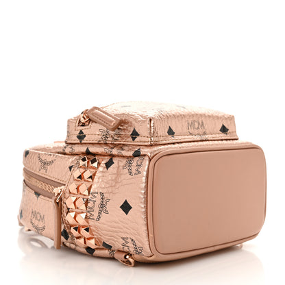 MCM Metallic Visetos Studded X-Mini Bebe Boo Backpack Champagne Gold 4 of 10