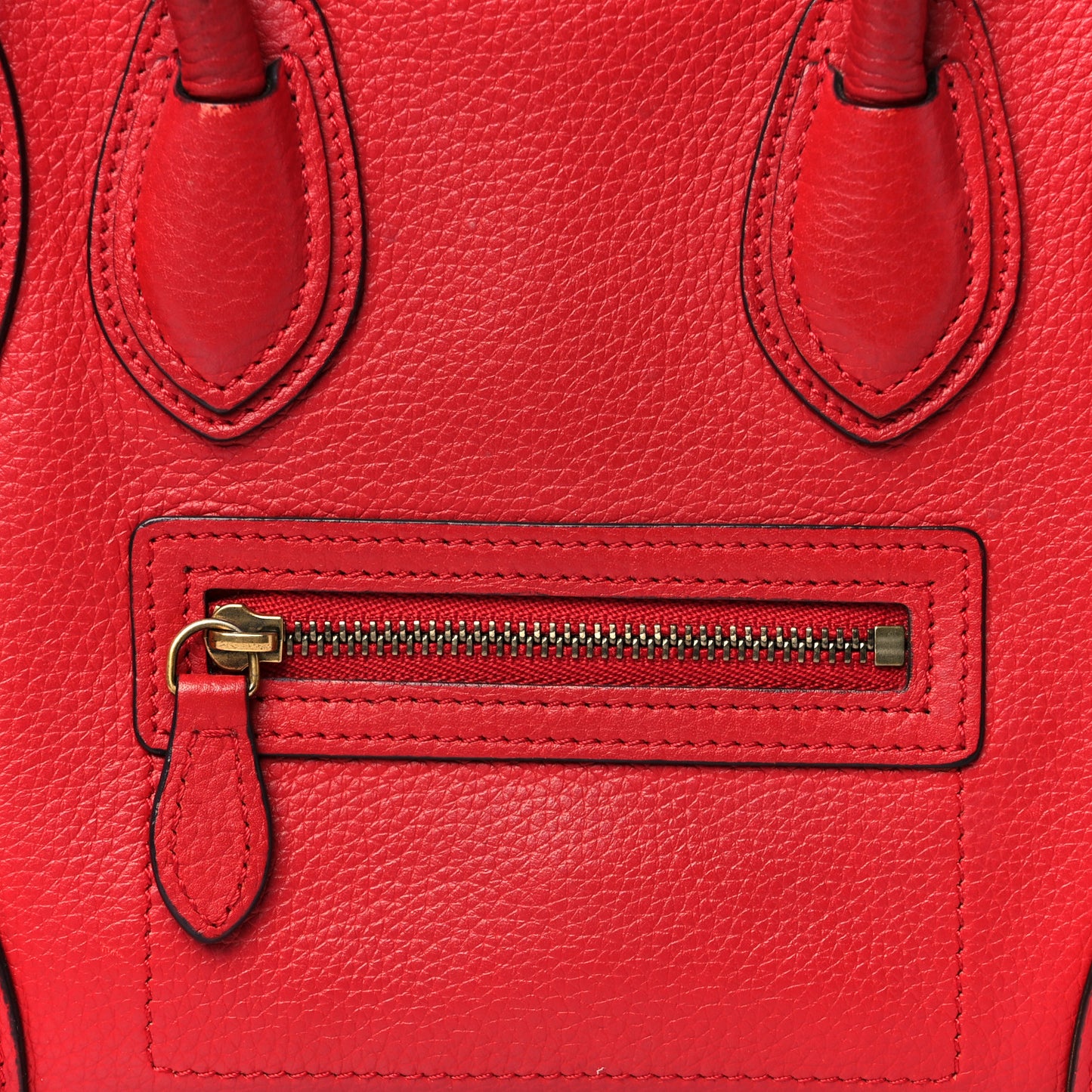 Drummed Calfskin Nano Luggage Vermillion