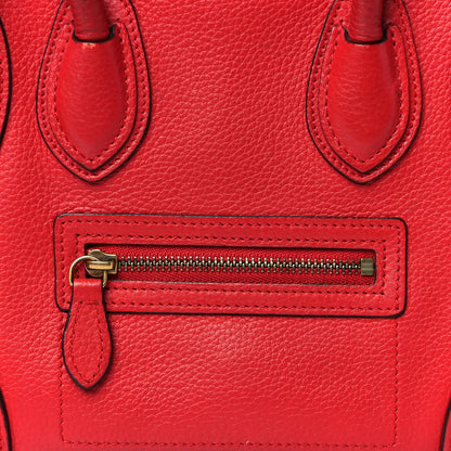 Celine Drummed Calfskin Nano Luggage Vermillion 9 of 12