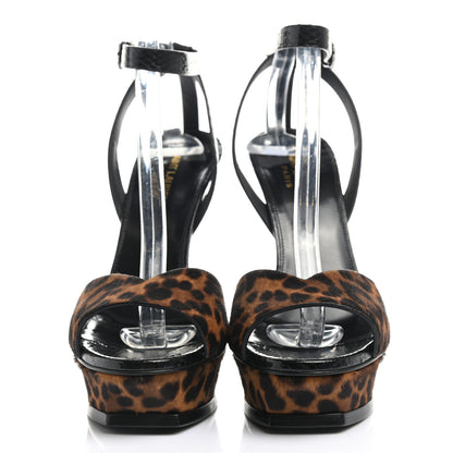 Saint Laurent Pony Hair Leopard Print Tribute 105 Platform Sandals 39 Naturale 2 of 9