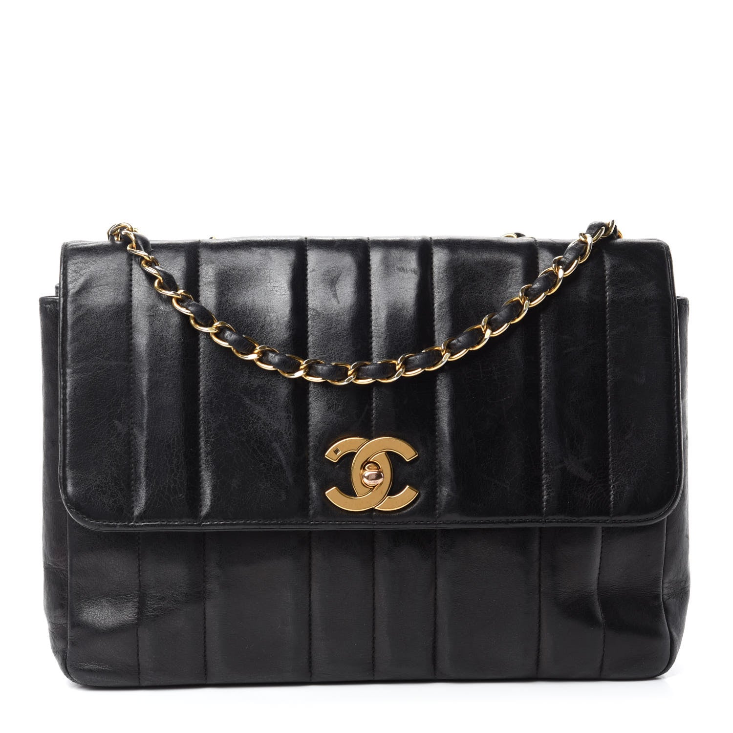 Chanel Lambskin Vertical Quilted Medium Single Flap Black 1 of 15