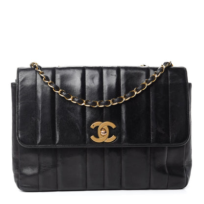 Chanel Lambskin Vertical Quilted Medium Single Flap Black 1 of 15