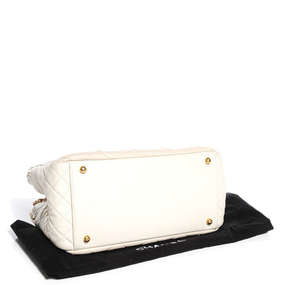Chanel Glazed Calfskin Mademoiselle Zip Shopping Tote White 4 of 8