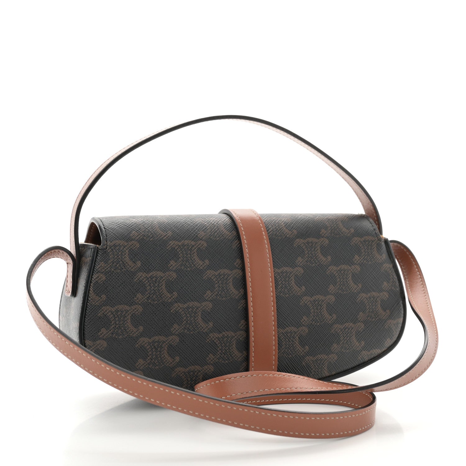 Celine Triomphe Canvas Calfskin Tabou Clutch on Strap Tan 3 of 10