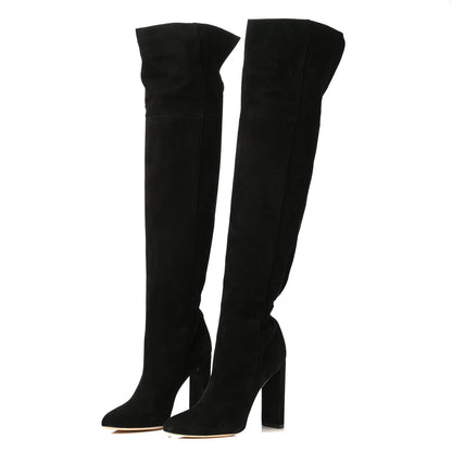Christian Dior Suede Pleats Thigh High Boots 36.5 Black 2 of 7
