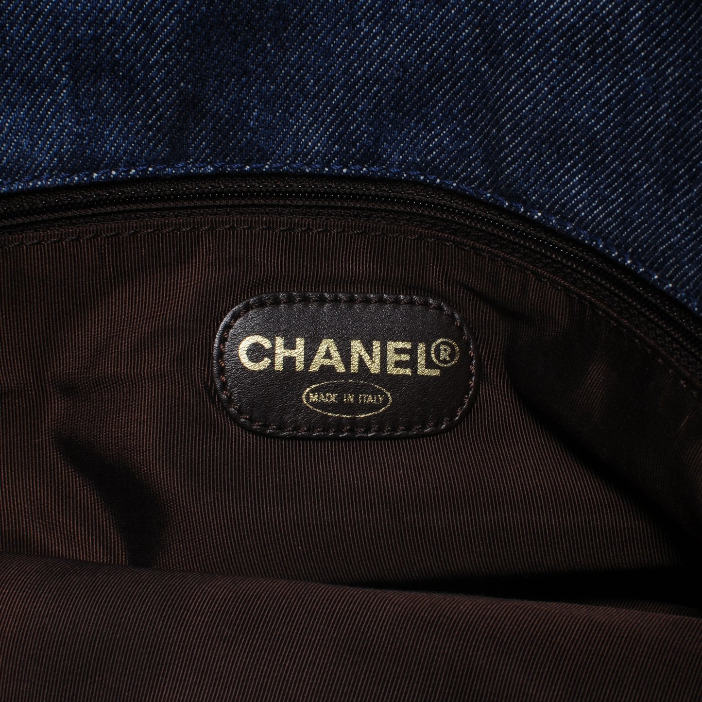 Calfskin Denim Shoulder Bag Brown
