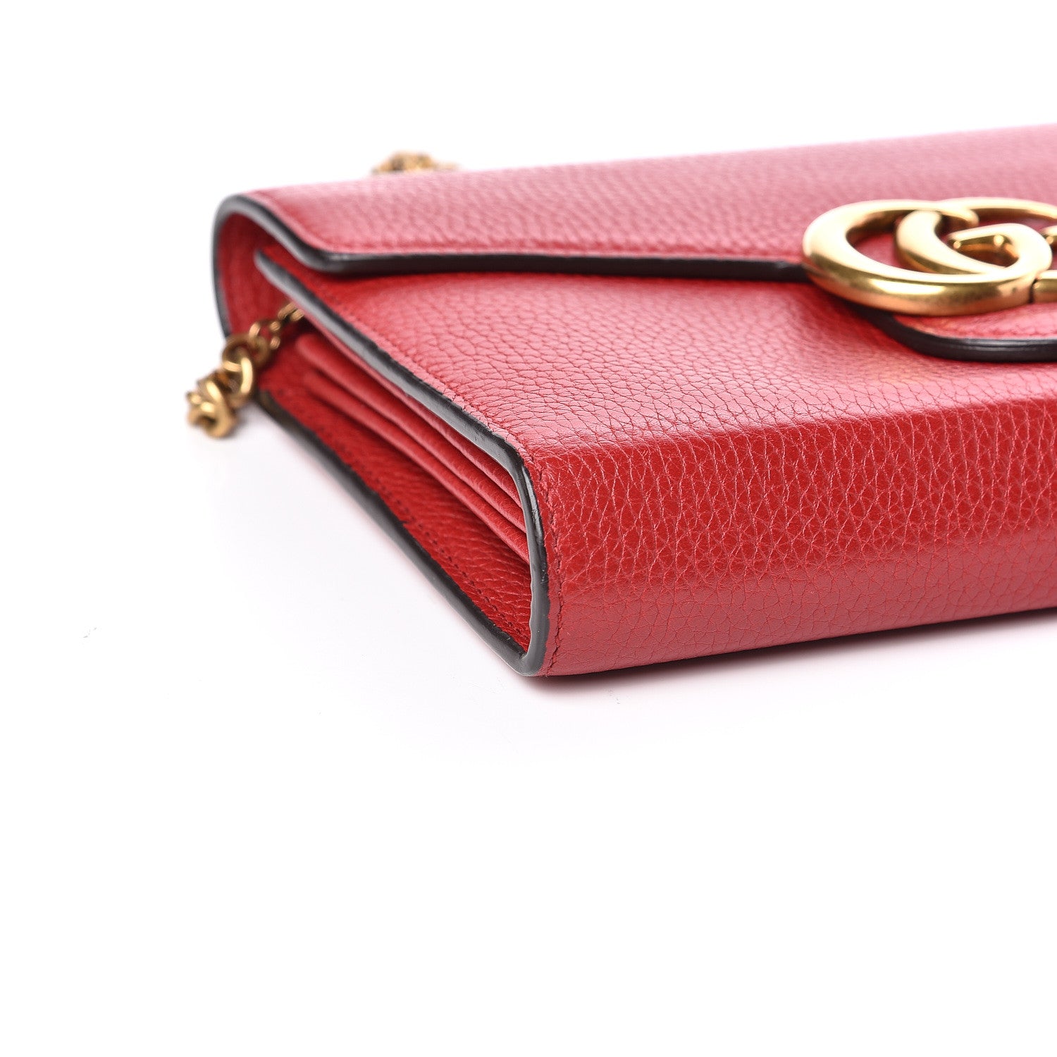 Gucci Calfskin GG Marmont Chain Wallet Vulcanic Red 8 of 10