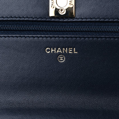 Chanel Lambskin Quilted Trendy CC Wallet On Chain WOC Navy 6 of 14