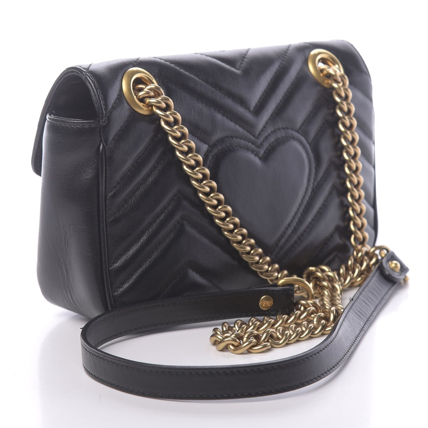 Calfskin Matelasse Mini GG Marmont Shoulder Bag Black