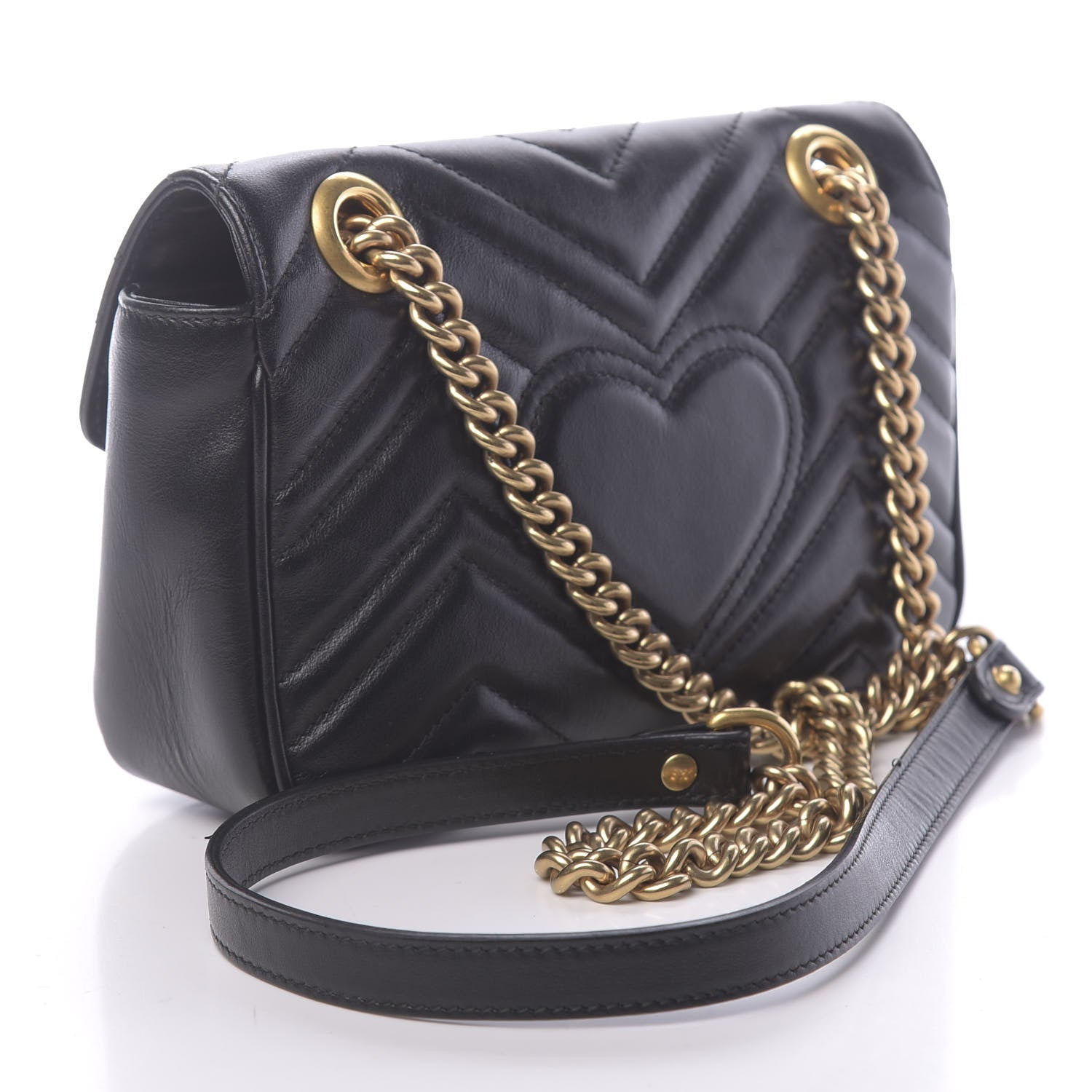 Gucci Calfskin Matelasse Mini GG Marmont Shoulder Bag Black 3 of 14