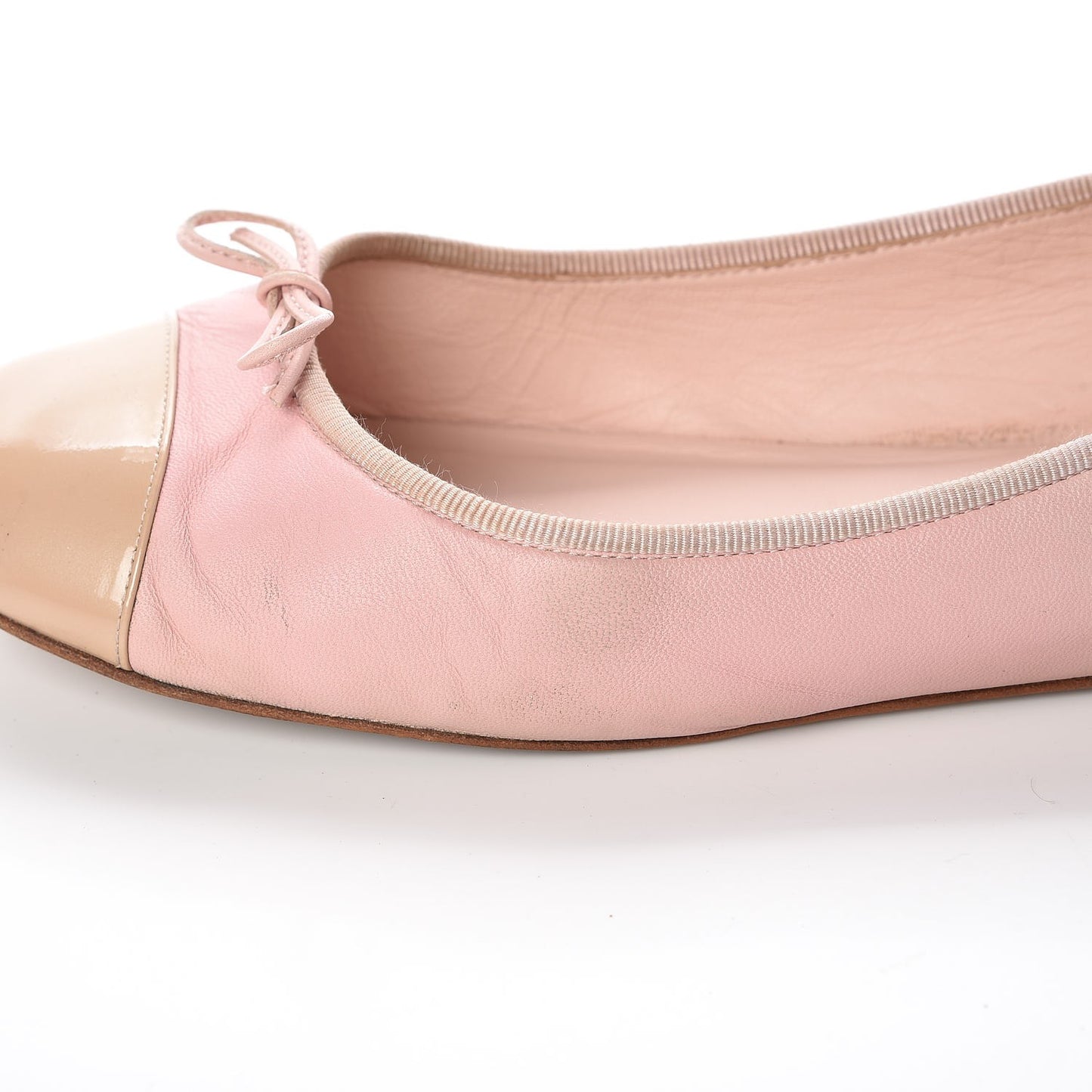 Lambskin Patent Cap Toe CC Ballerina Flats 40 Rose Clair