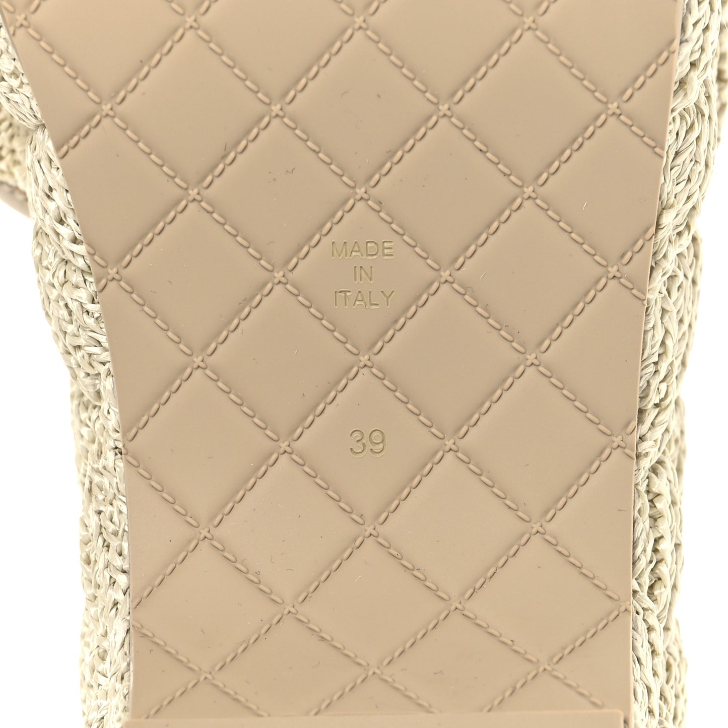 Fabric Quilted CC Platform Mules 39 Ivory
