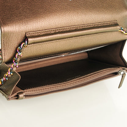 Chanel Iridescent Goatskin Quilted Wallet On Chain WOC Bronze 5 of 8