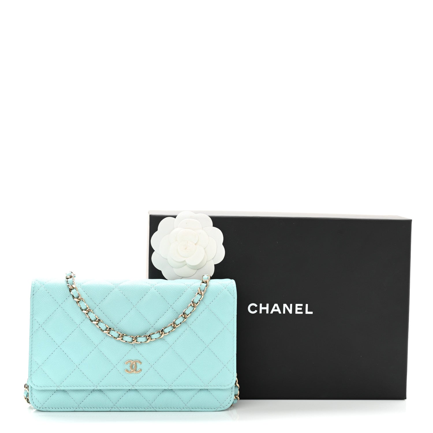 Chanel Caviar Quilted Wallet On Chain WOC Light Blue 11 of 11