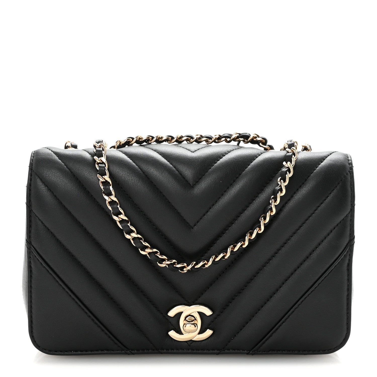 Chanel Calfskin Chevron Quilted Mini Statement Flap Black 1 of 10