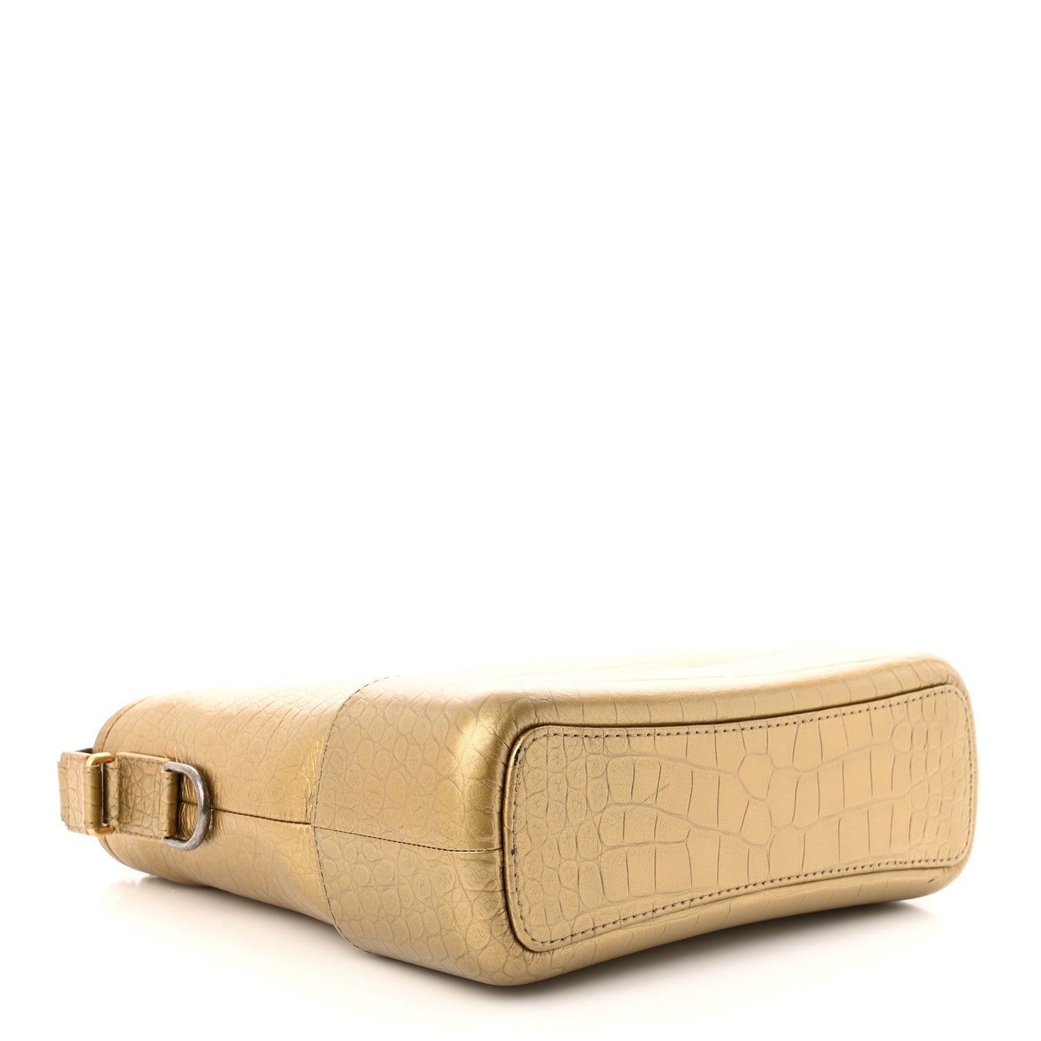 Chanel Metallic Calfskin Crocodile Embossed Medium Gabrielle Cocodile Hobo Gold 4 of 12