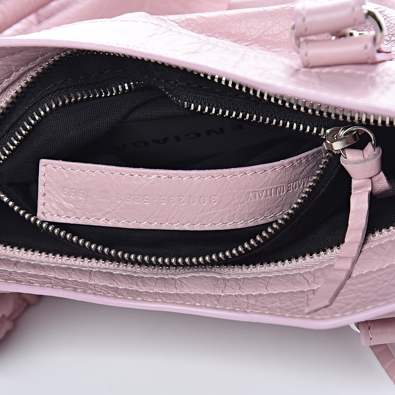 Balenciaga Agneau Classic Silver Hardware Mini City Logo Strap Pale Rose Black 7 of 10