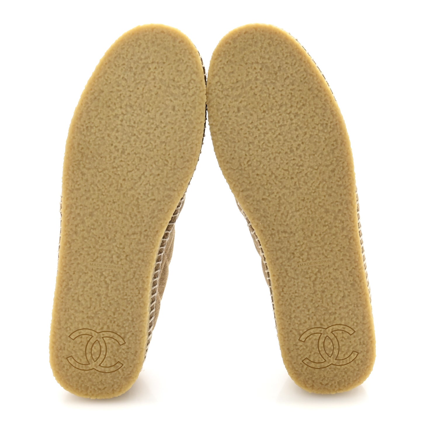 Suede Quilted CC Platform Espadrilles 37 Beige Black