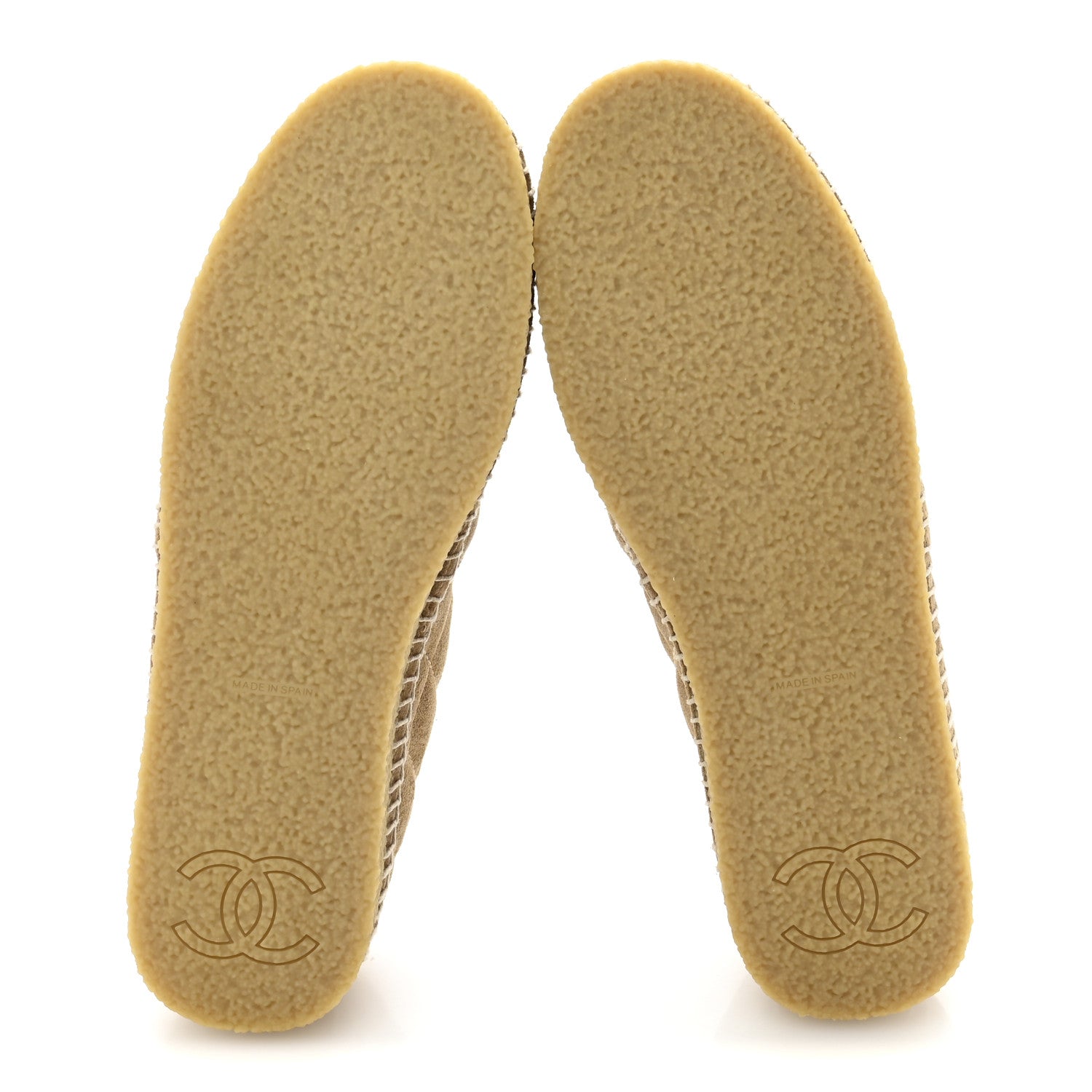 Chanel Suede Quilted CC Platform Espadrilles 37 Beige Black 6 of 9