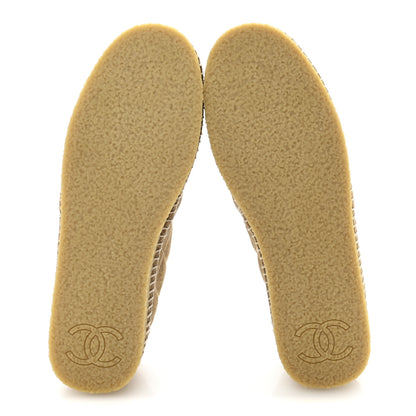 Chanel Suede Quilted CC Platform Espadrilles 37 Beige Black 6 of 9