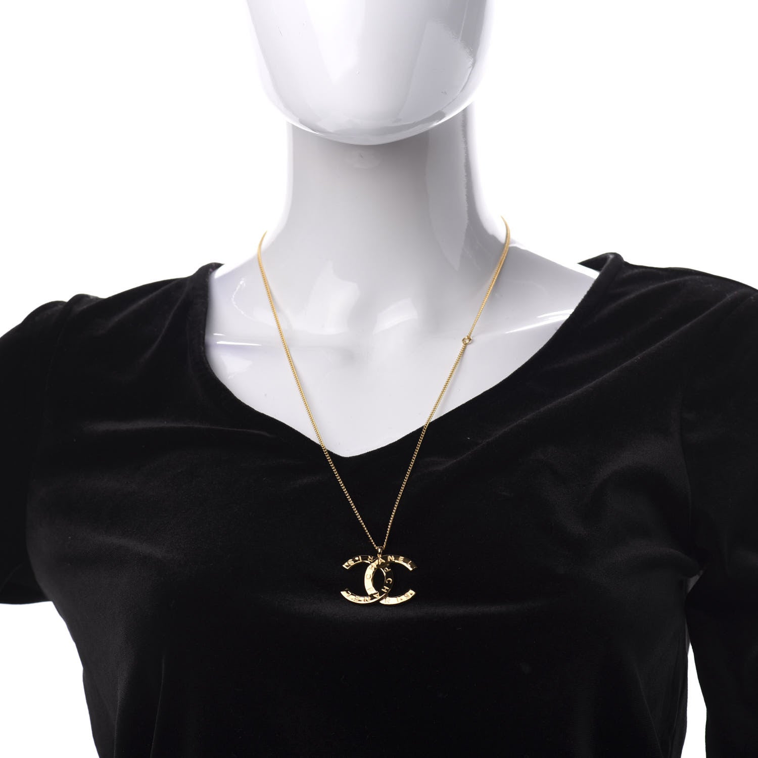 Chanel Metal CC Paris Button Necklace Gold 2 of 6