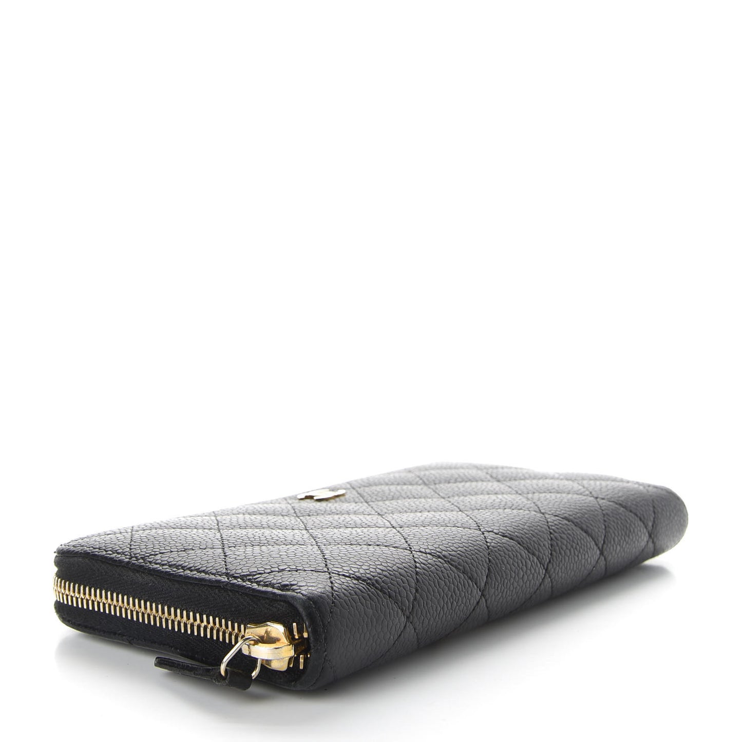 Caviar Quilted Large Gusset Zip Around Wallet Black