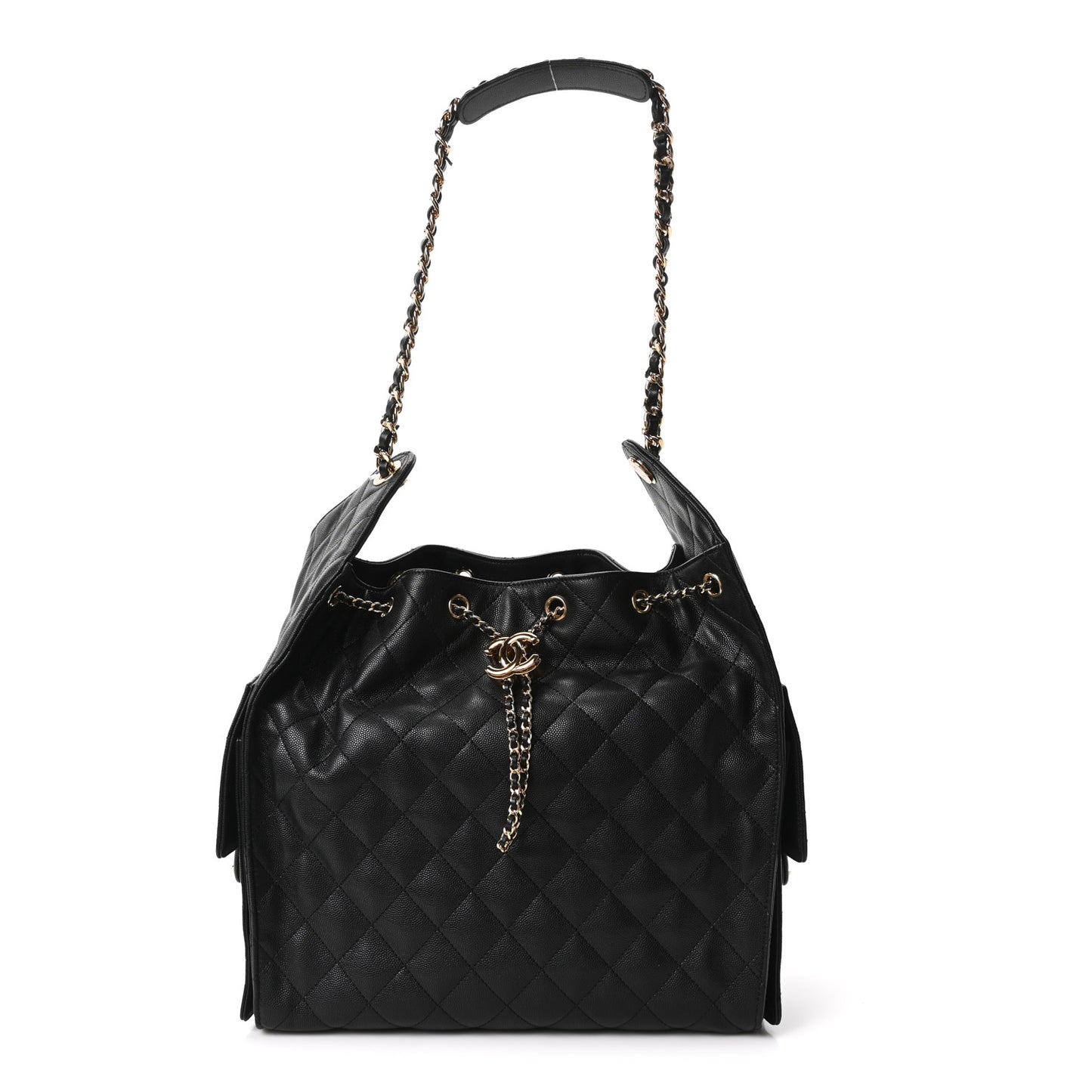 Caviar Quilted Medium Chanel 25 Handbag Black