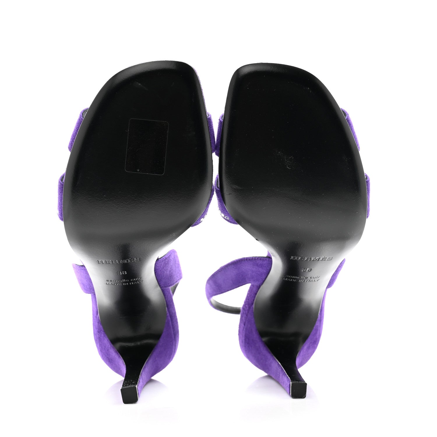 Hermes Suede Goatskin Crystal Heden 80 Sandals 38 Violet Majorette 6 of 10