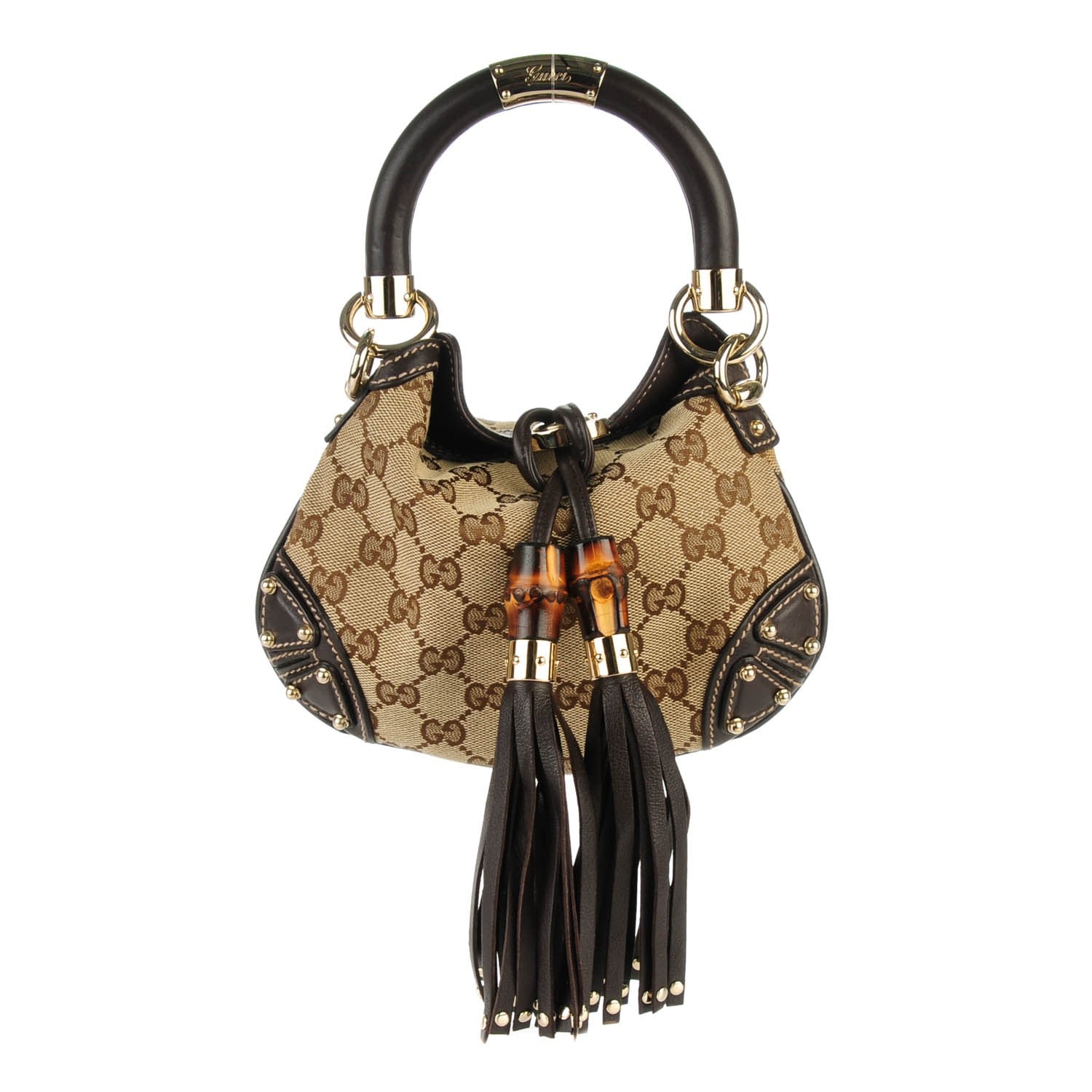 Gucci Monogram Mini Indy Top Handle Bag Dark Brown 1 of 7