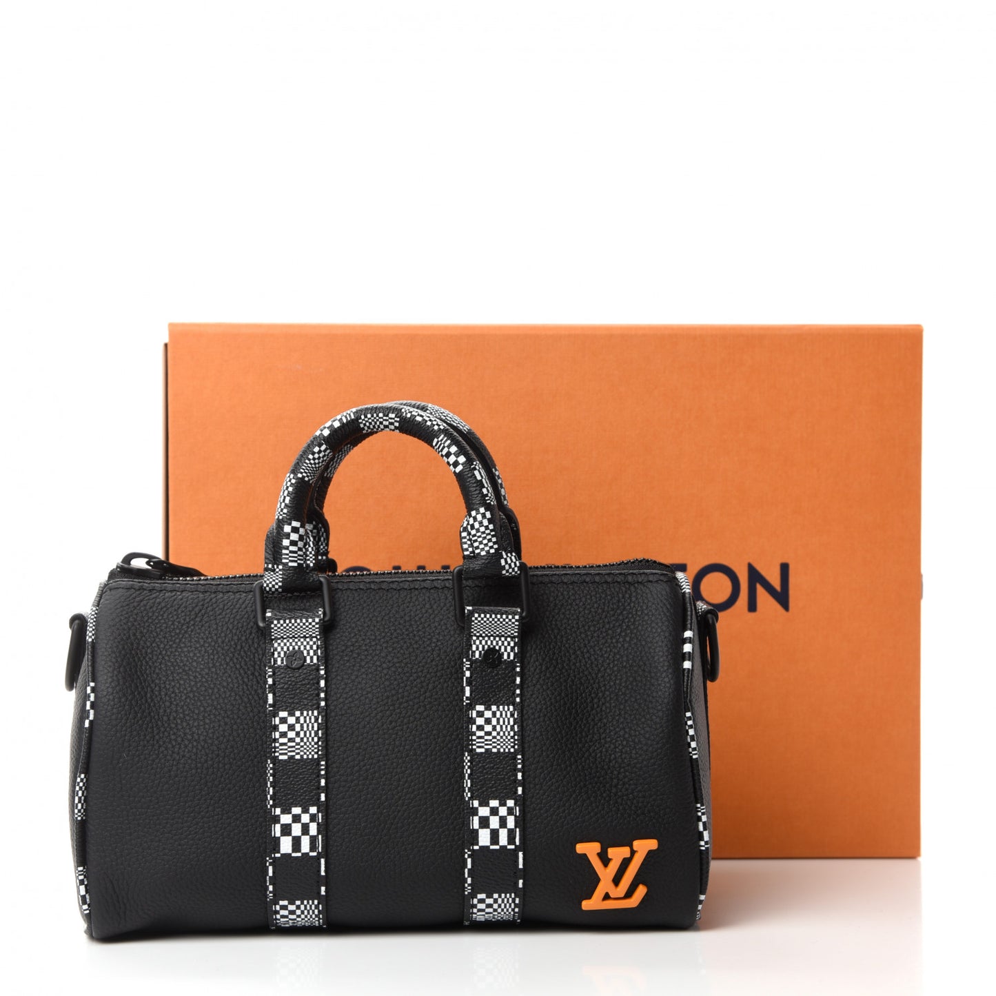 Calfskin Damier Distorted Keepall XS Black