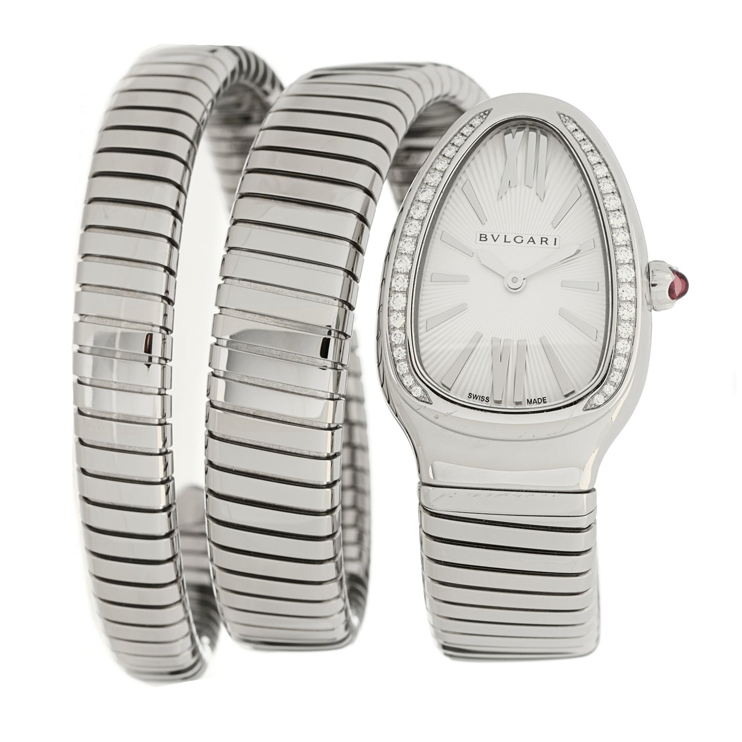 Stainless Steel Diamond Bezel 35mm Serpenti Tubogas Double Spiral Quartz Watch