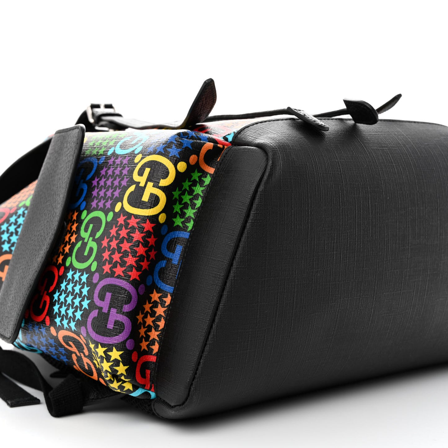 GG Supreme Monogram Psychedelic Medium Double Buckle Backpack Black Multicolor