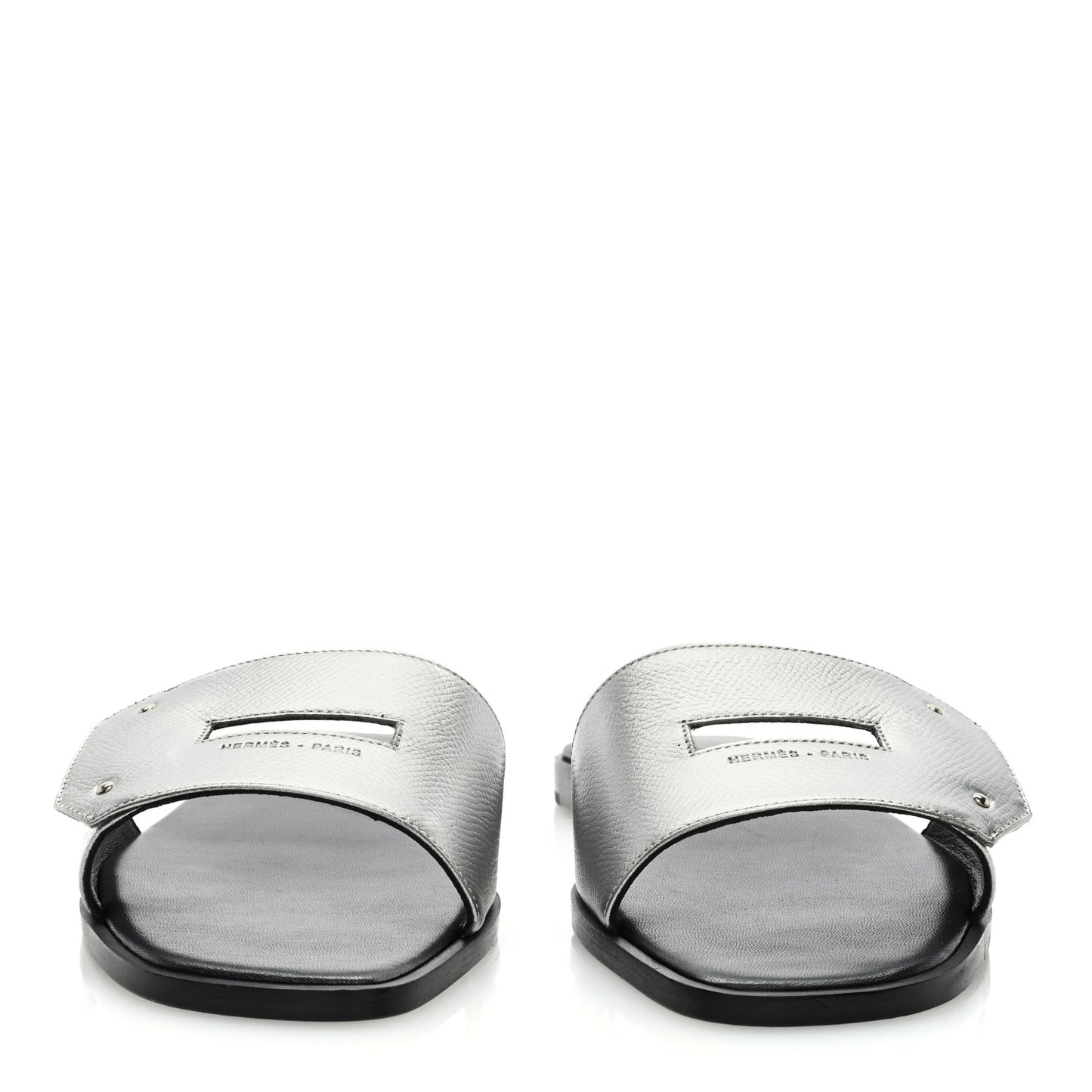 Metallic Epsom View Sandals 38.5 Gris Argente