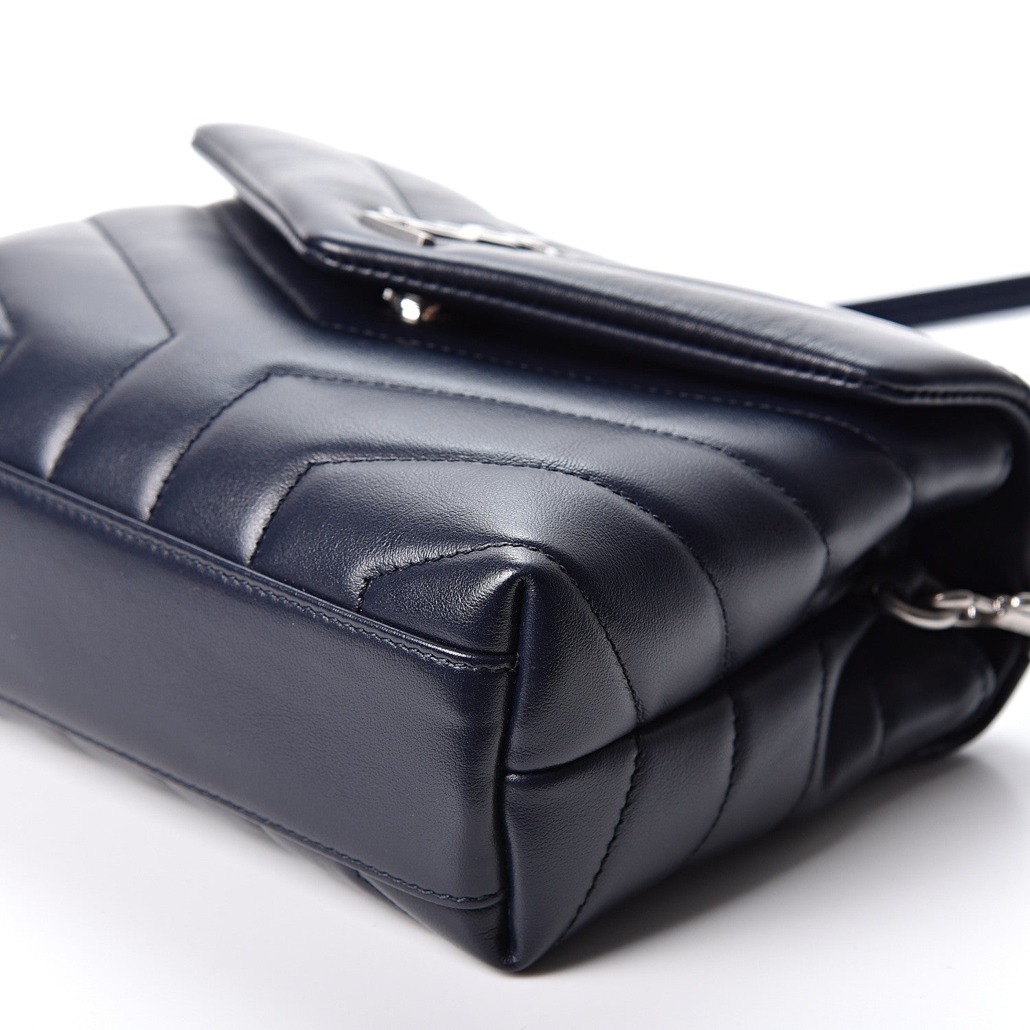 Saint Laurent Calfskin Y Quilted Monogram Toy Loulou Chain Satchel Medium Blue 9 of 10