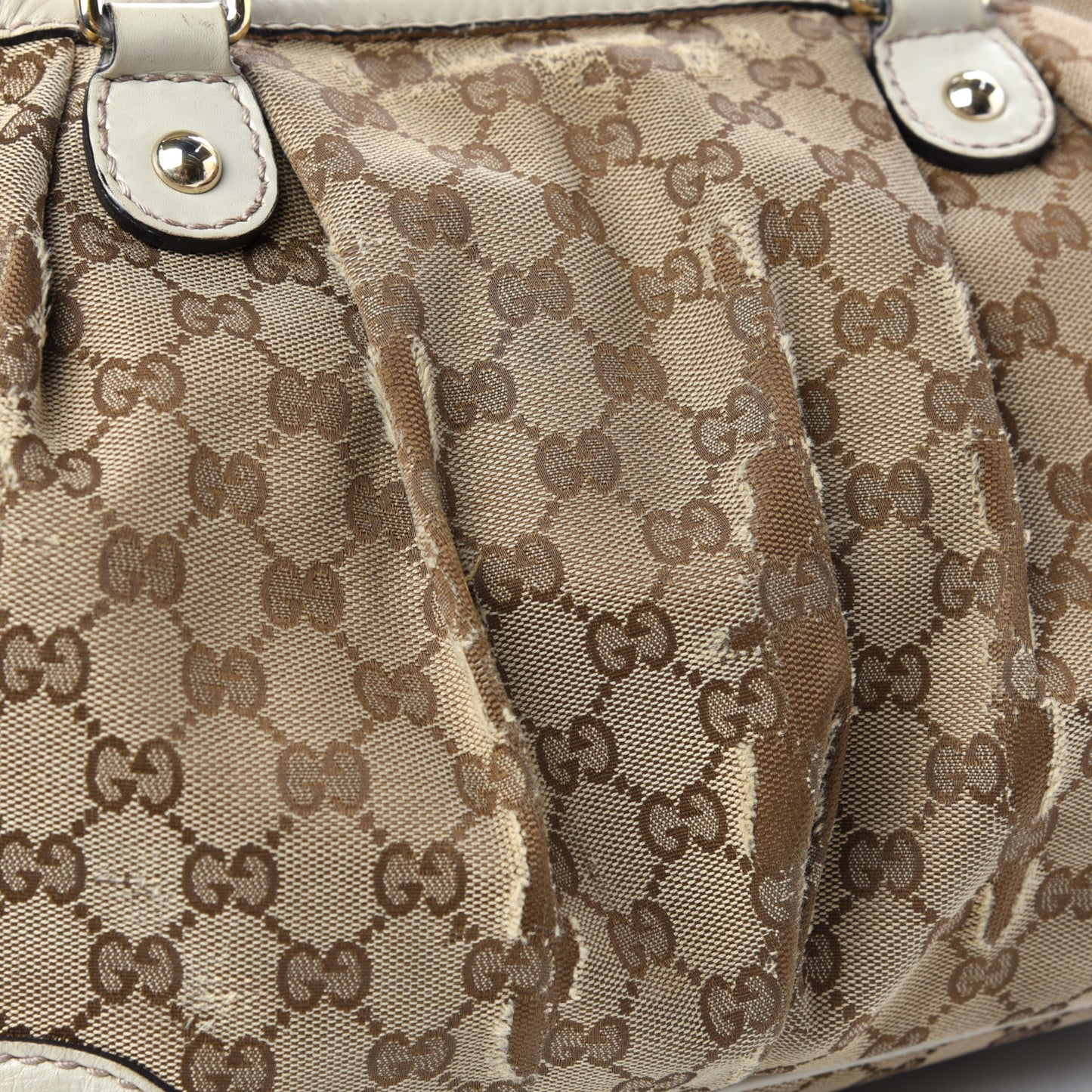 Monogram Margaux Calfskin Medium Sukey Top Handle Bag Beige Ebony Mystic White