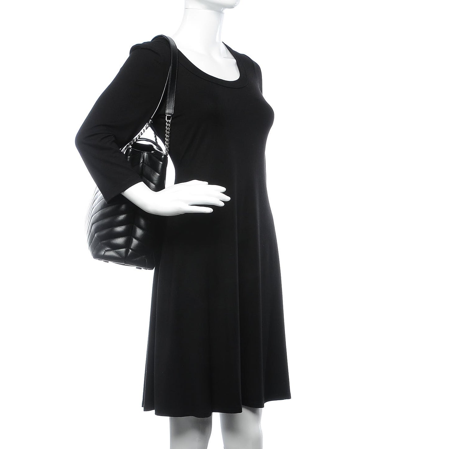 Calfskin Y Quilted Monogram Large Loulou Shopper Black