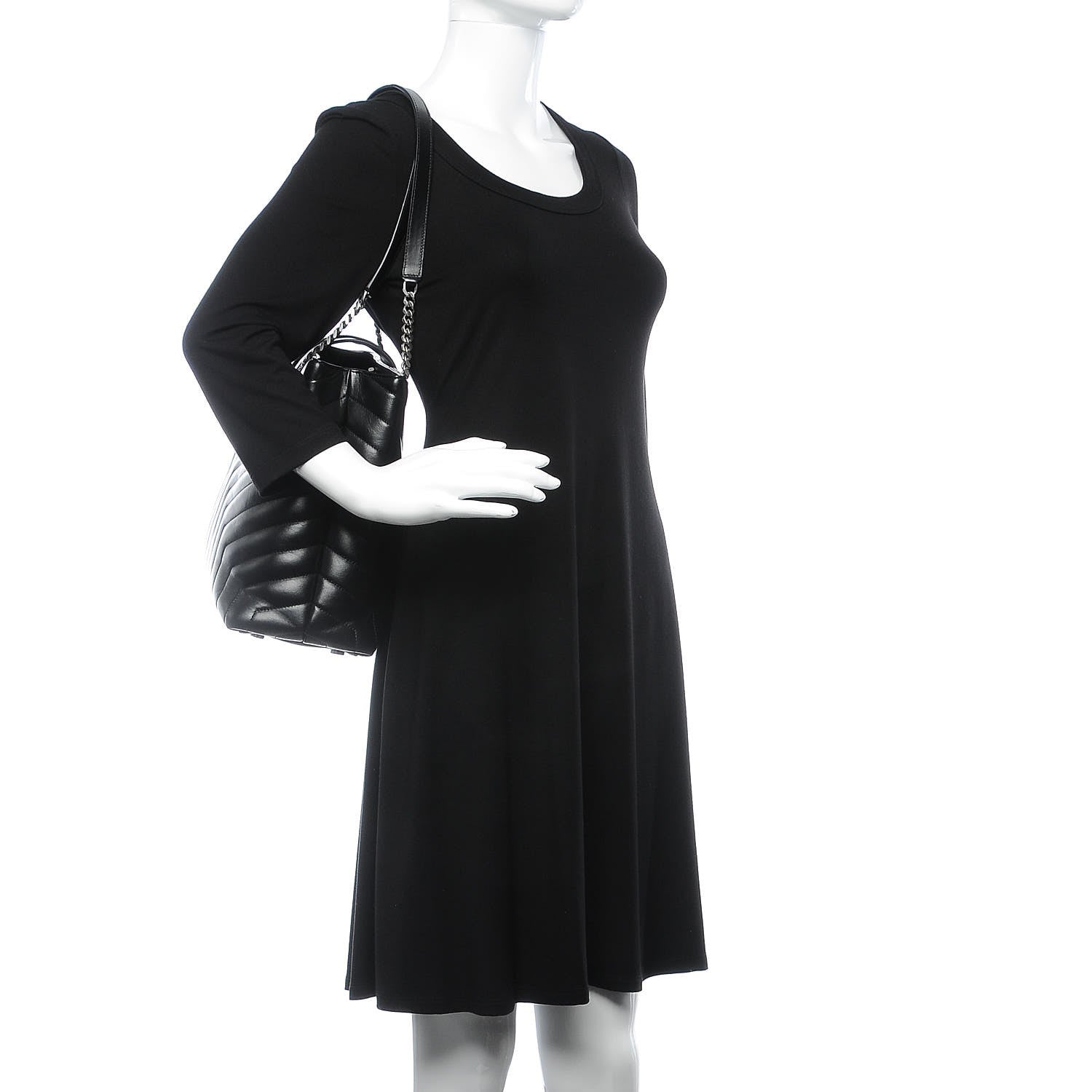 Saint Laurent Calfskin Y Quilted Monogram Large Loulou Shopper Black 2 of 8