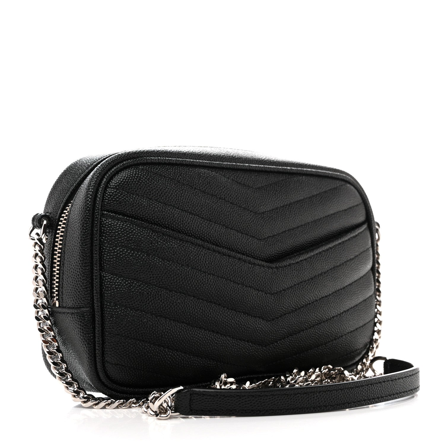 Saint Laurent Grain De Poudre Matelasse Monogram Mini Lou Camera Bag Black 3 of 12
