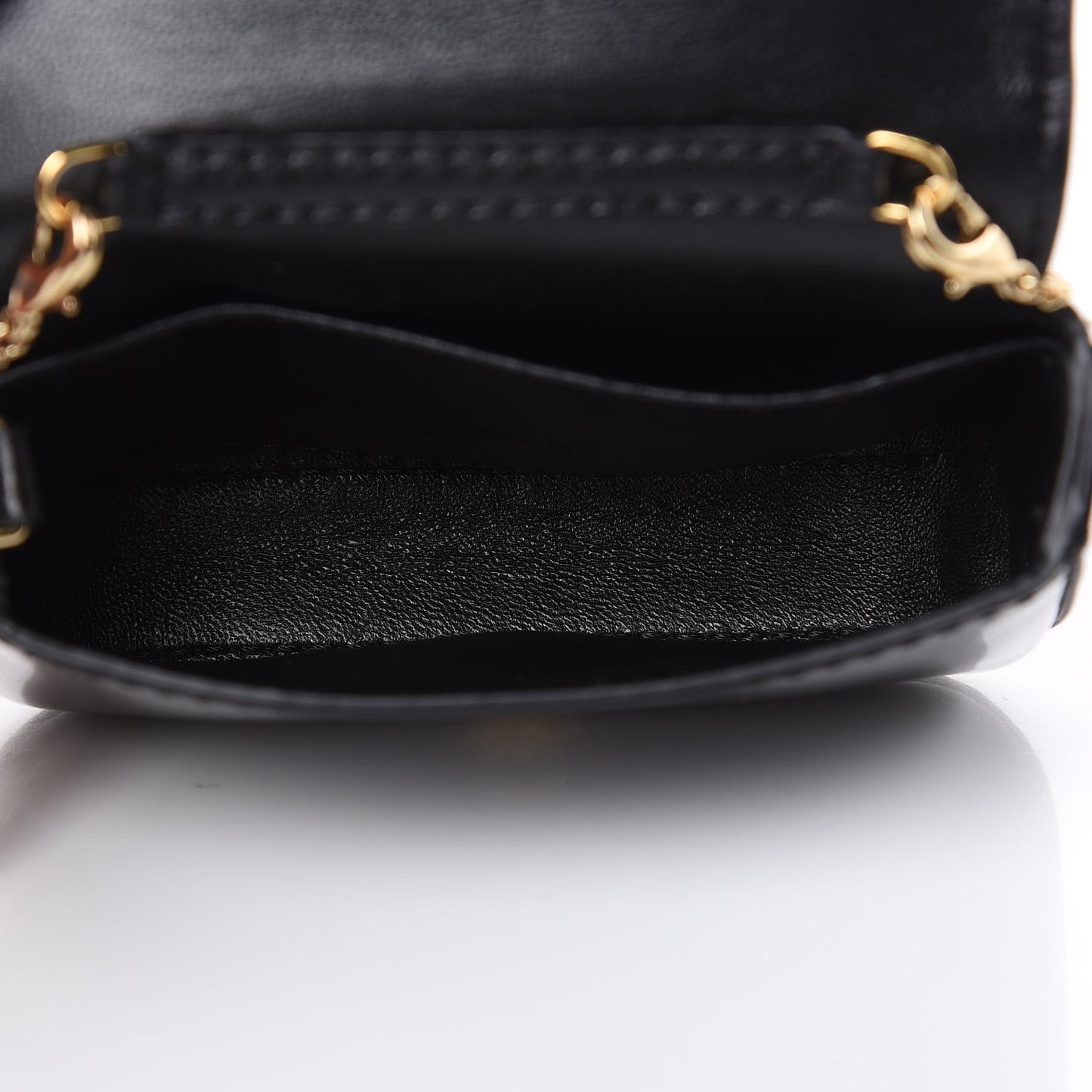 Vitello Vernice Mou Nano Baguette Belt Charm Black
