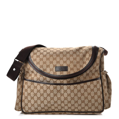 Gucci Monogram Natural Pigskin Large Diaper Bag Beige Ebony Cocoa Dark Chocolate 1 of 7