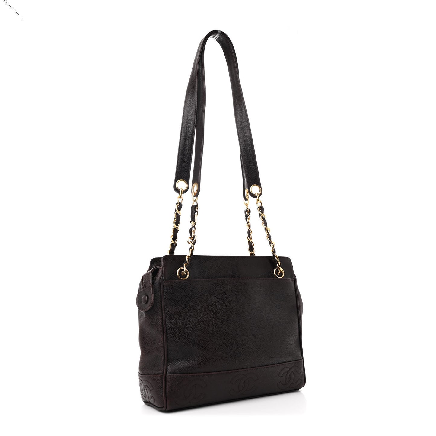 Caviar CC Shoulder Bag Dark Brown