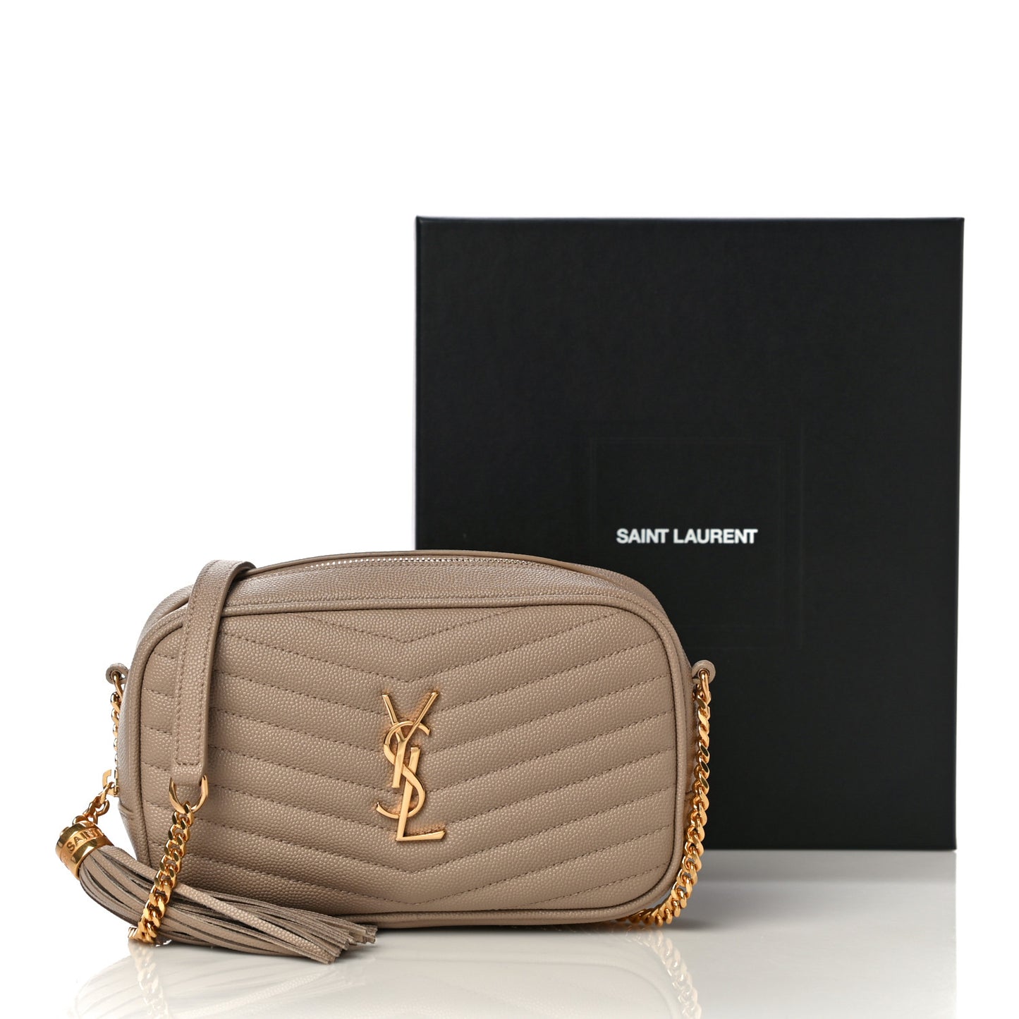 Grain De Poudre Matelasse Monogram Mini Lou Camera Bag Dark Beige