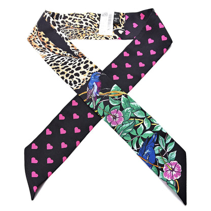 Hermes Silk Jungle Love Love Twilly Black Vert Rose Vif 1 of 4