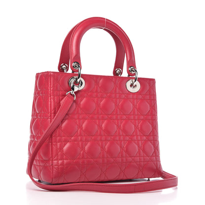 Christian Dior Lambskin Cannage Medium Lady Dior Fuchsia 3 of 10