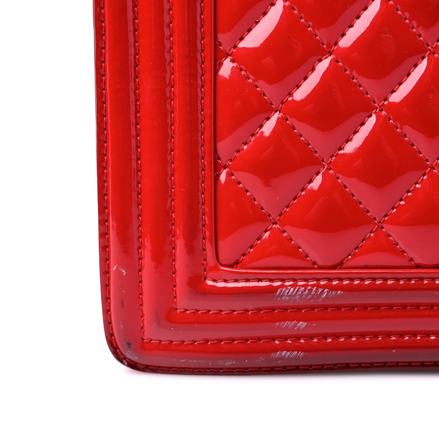 Chanel Patent Calfskin New Medium Plexiglass Boy Flap Red 13 of 15