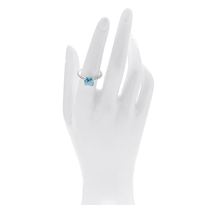 David Yurman Sterling Silver Diamond Blue Topaz 8mm Chatelaine Ring 55 7.25 2 of 6