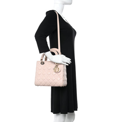 Christian Dior Lambskin Cannage Medium Lady Dior Light Pink 2 of 13