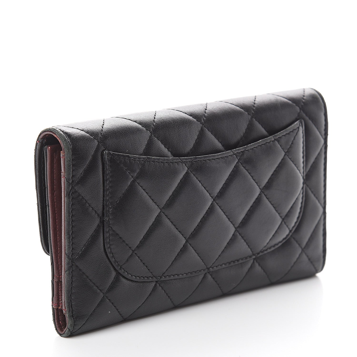 Chanel Lambskin Quilted Large Flap Wallet Black 2 of 7