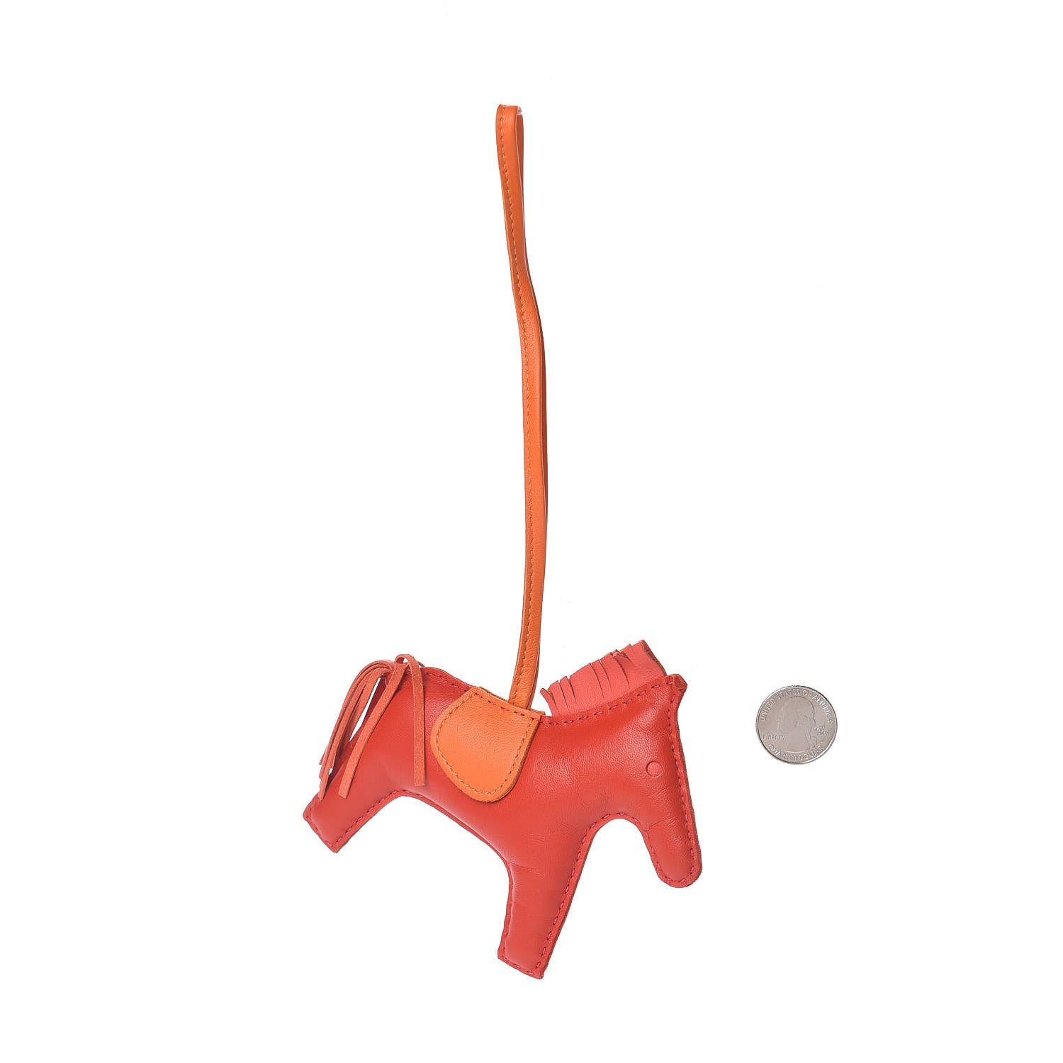 Hermes Milo Lambskin Grigri Rodeo Horse Bag Charm MM Rouge Rose Indien Jaipur Feu 2 of 4