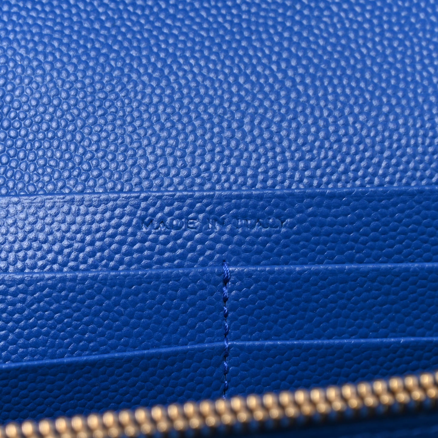 Grain De Poudre Matelasse Chevron Monogram Chain Wallet Blue Majorelle